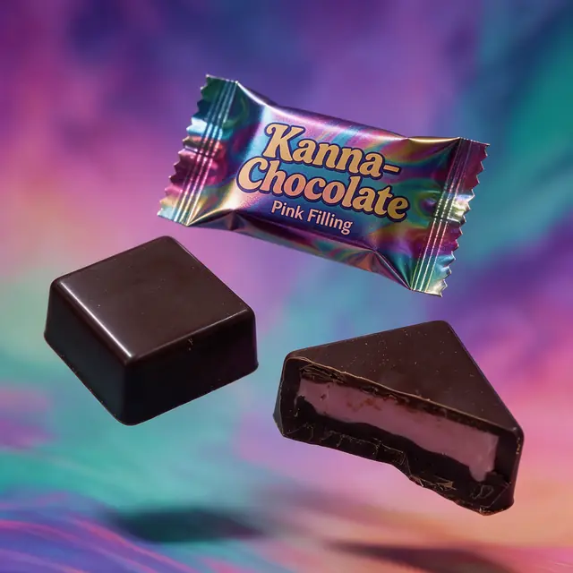 Single-serve kanna chocolate pieces and wrapper