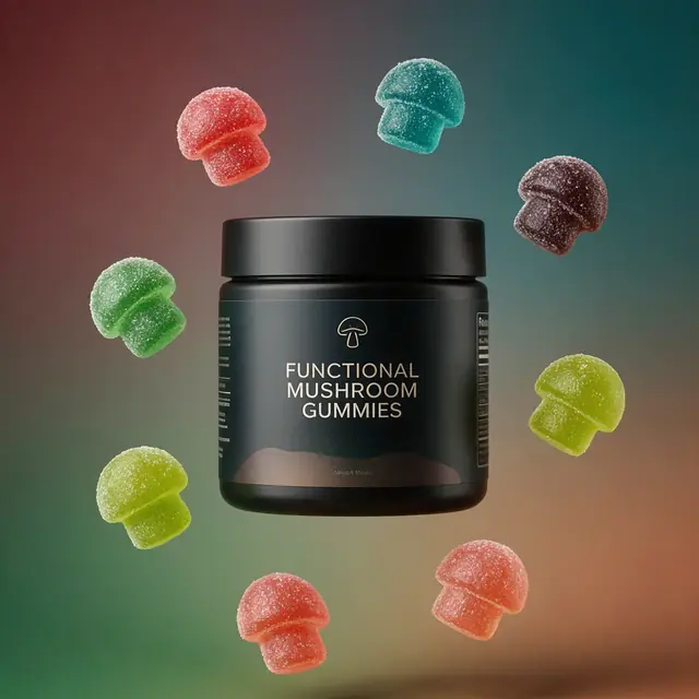Jar of functional mushroom gummies